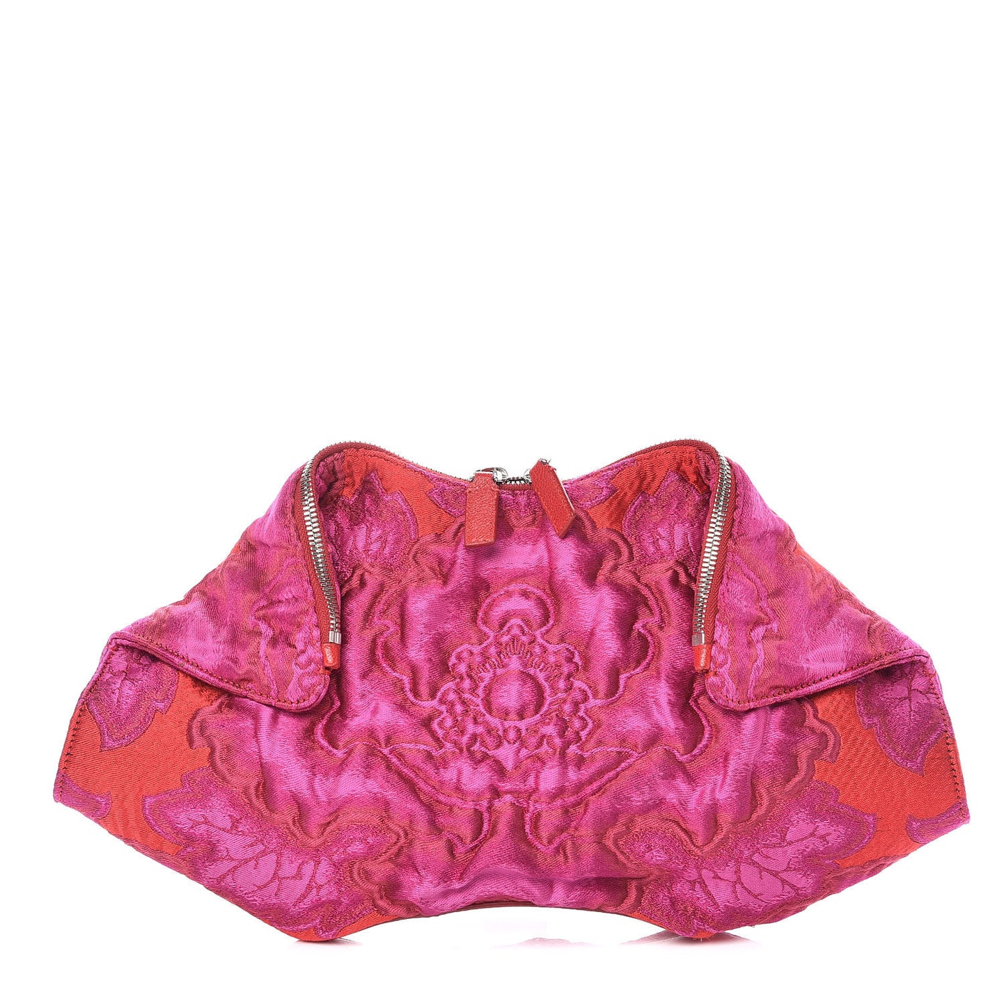 Silk Brocade De Manta Clutch Fuchsia Red