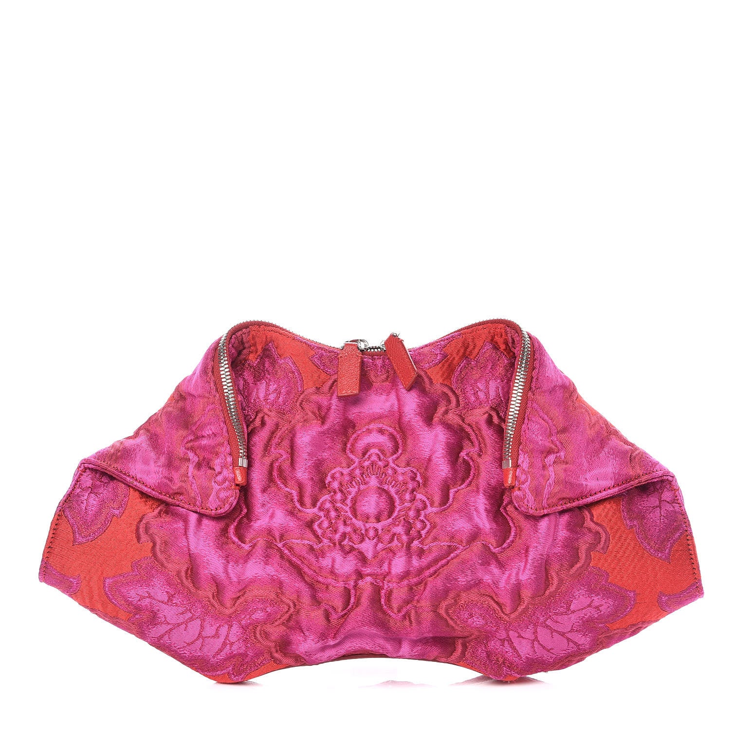 Alexander McQueen Silk Brocade De Manta Clutch Fuchsia Red 1 of 7