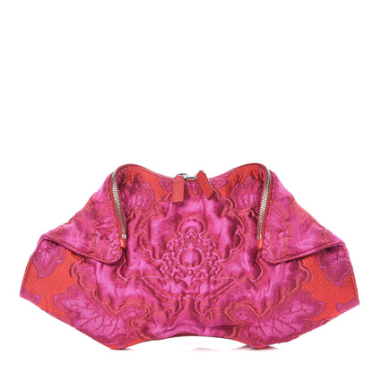 Alexander McQueen Silk Brocade De Manta Clutch Fuchsia Red 1 of 7