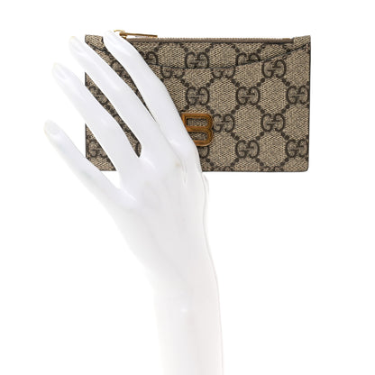 Gucci X BALENCIAGA GG Supreme Monogram Zip Card Case Beige Ebony 2 of 5