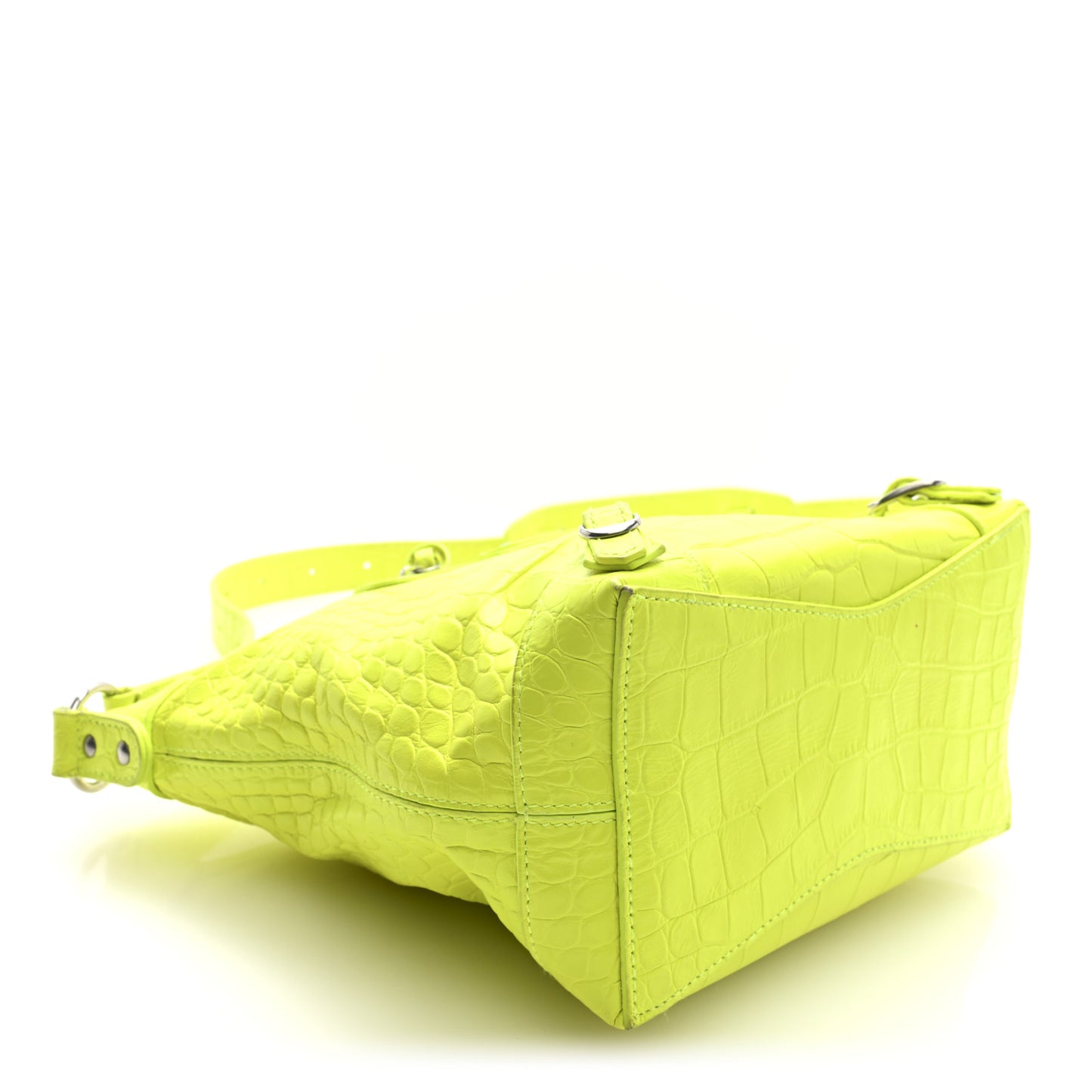 Extra Supple Calfskin Crocodile Embossed Neo Classic Hardware Hobo XS Flou Yellow