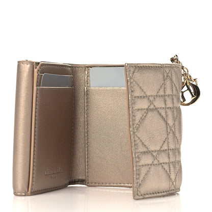 Christian Dior Metallic Lambskin Cannage Lady Dior Lotus Wallet Gold 5 of 6