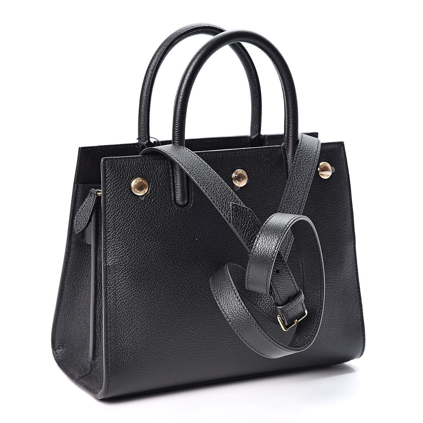 Grainy Calfskin Mini Two Handle Title Bag Black
