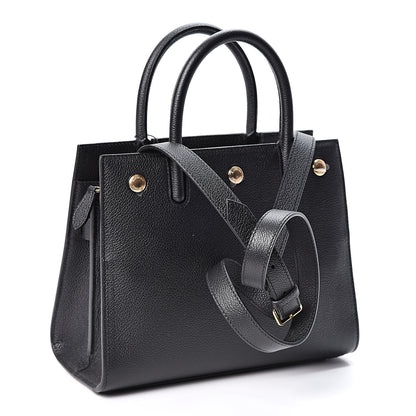 Burberry Grainy Calfskin Mini Two Handle Title Bag Black 2 of 8