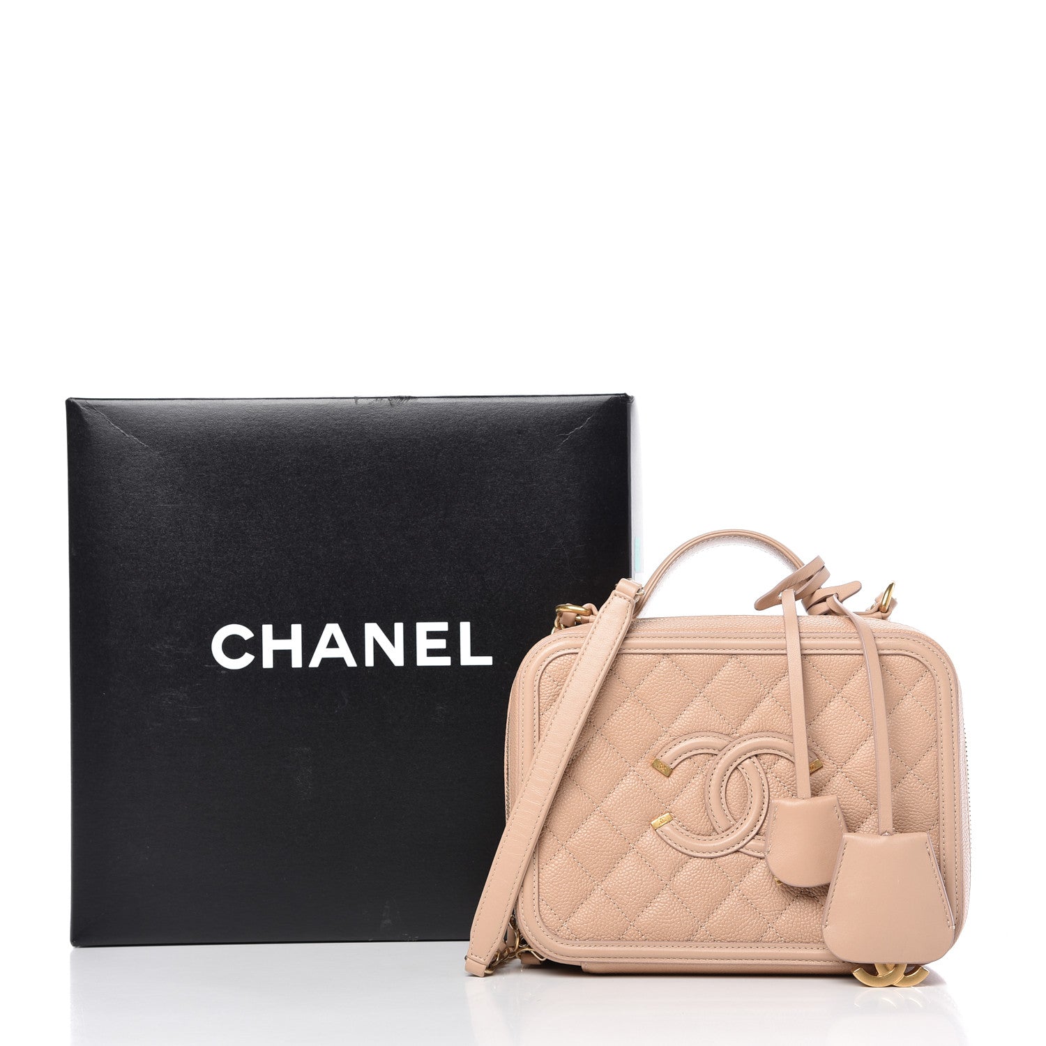 Chanel Caviar Quilted Medium CC Filigree Vanity Case Beige 10 of 10