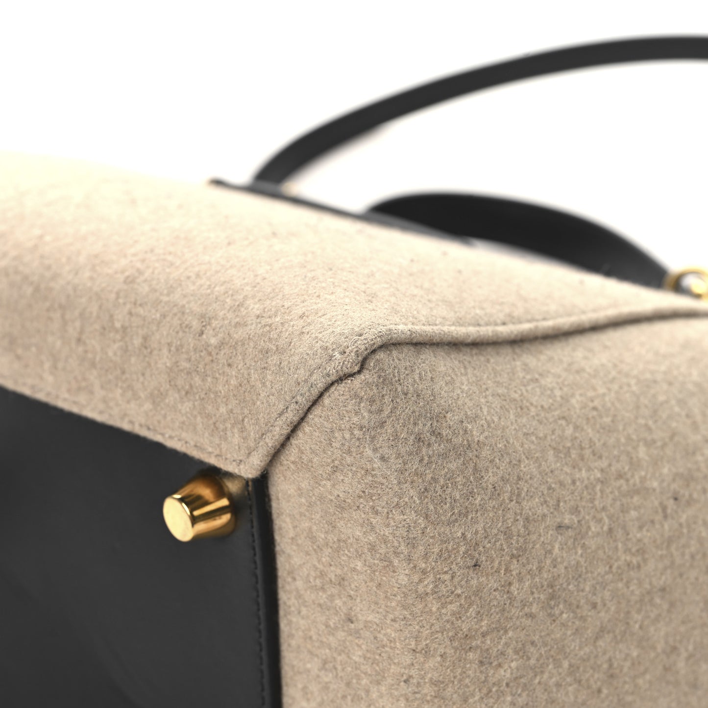 Felt Smooth Calfskin Mini Belt Bag Beige