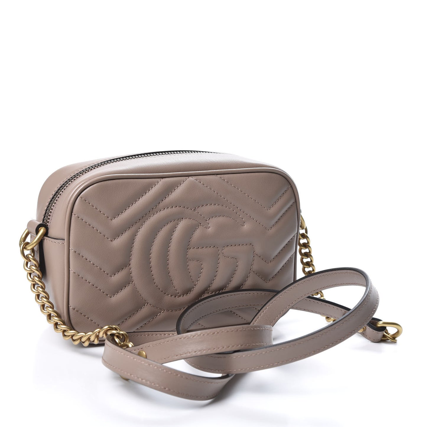 Calfskin Matelasse Mini GG Marmont Chain Shoulder Bag Porcelain Rose