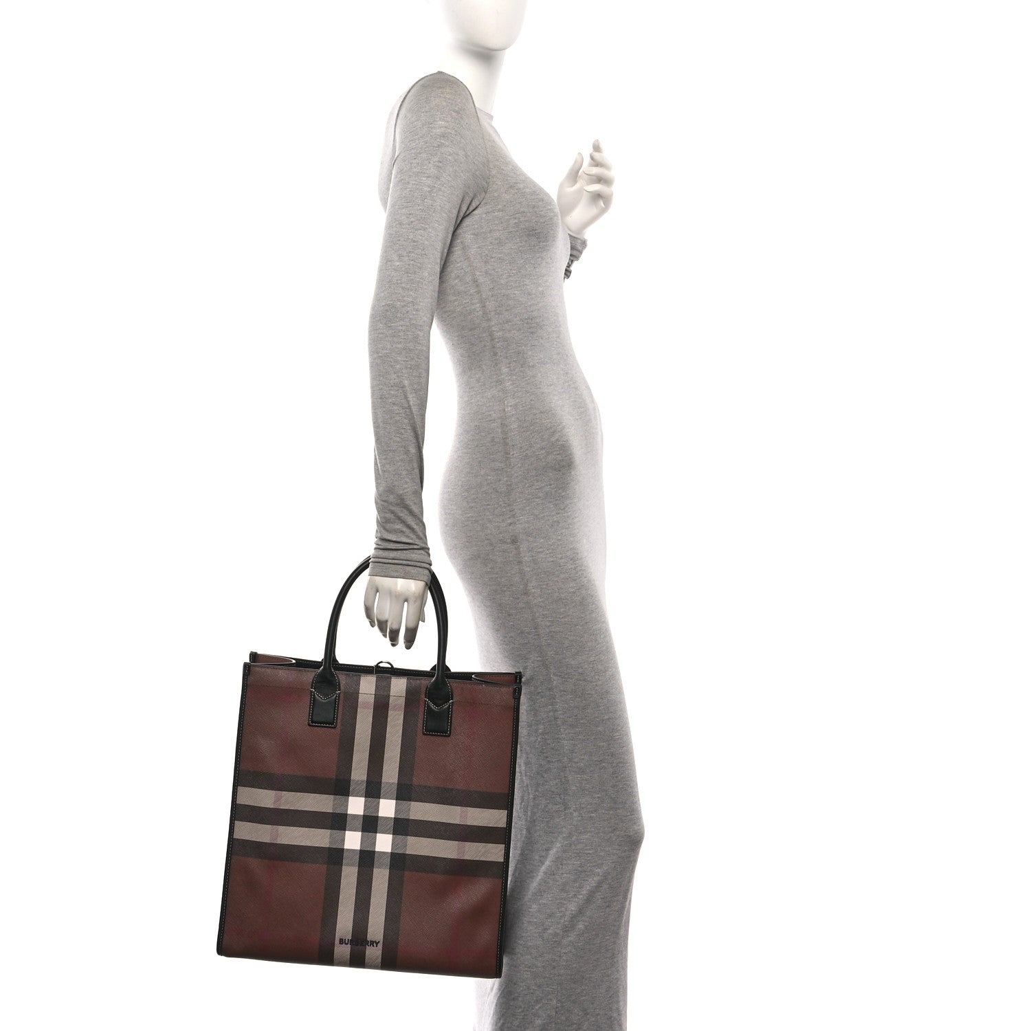 Burberry E-Canvas Denny Check Tote Brown 2 of 9