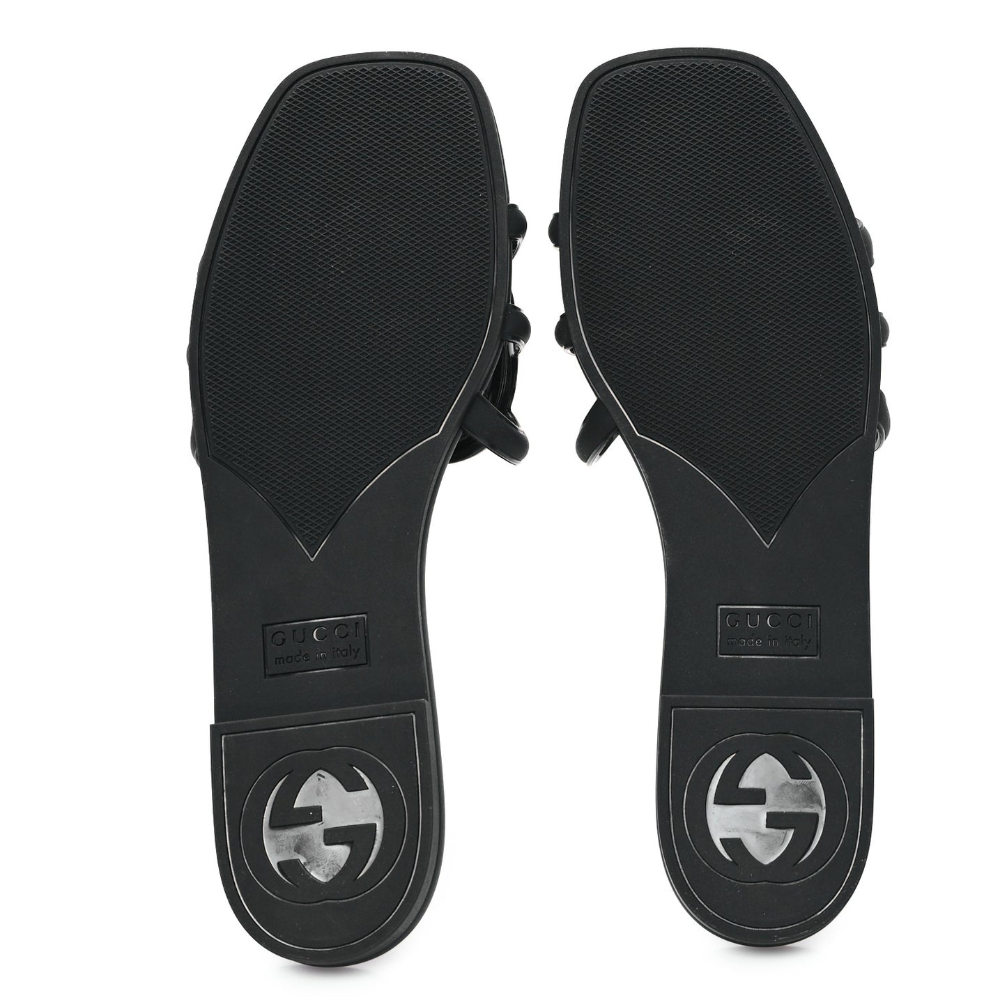 Rubber Womens Interlocking G Slide Sandals  39 Black