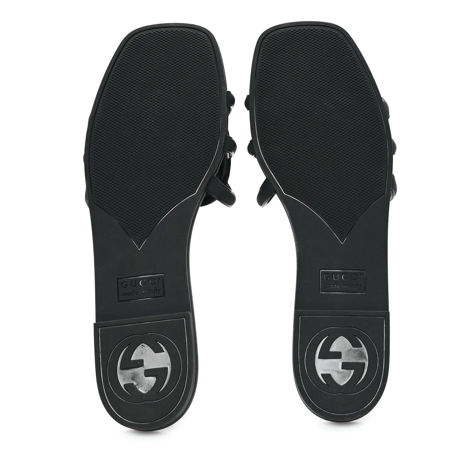 Gucci Rubber Womens Interlocking G Slide Sandals  39 Black 6 of 10
