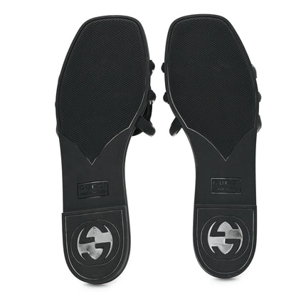 Gucci Rubber Womens Interlocking G Slide Sandals  39 Black 6 of 10