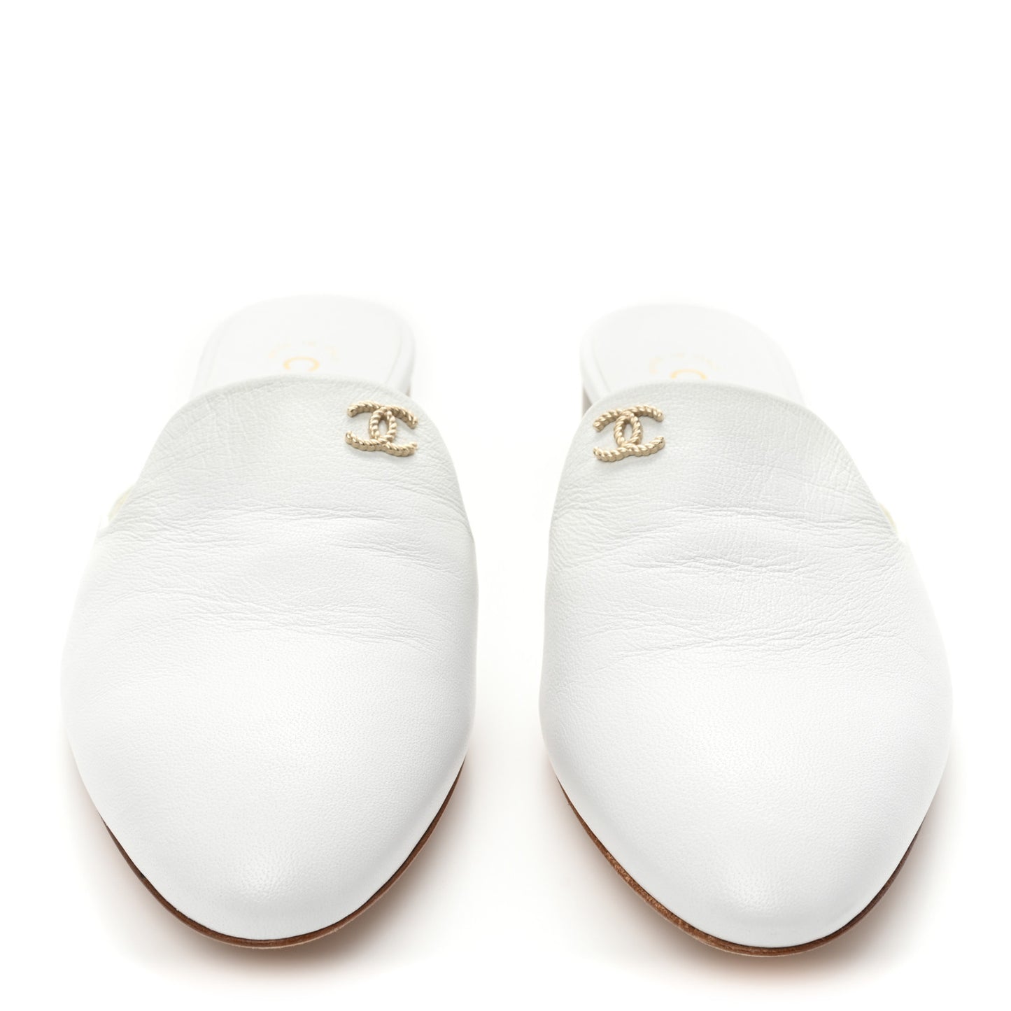 Lambskin CC Mules 38 White