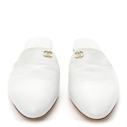 Chanel Lambskin CC Mules 38 White 2 of 11