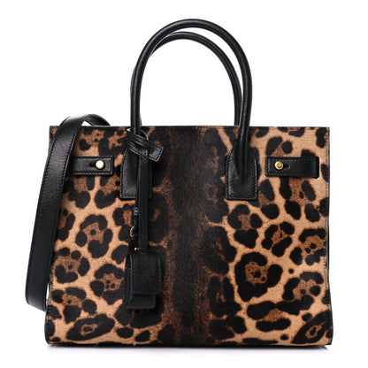 Saint Laurent Pony Effect Calfskin Leopard Print Baby Supple Sac De Jour 1 of 12