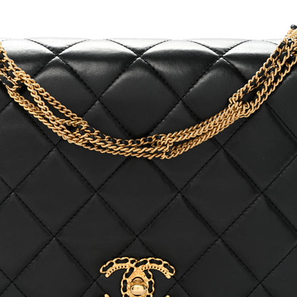 Chanel Lambskin Quilted On And On Medium Chain Flap Black 8 of 11