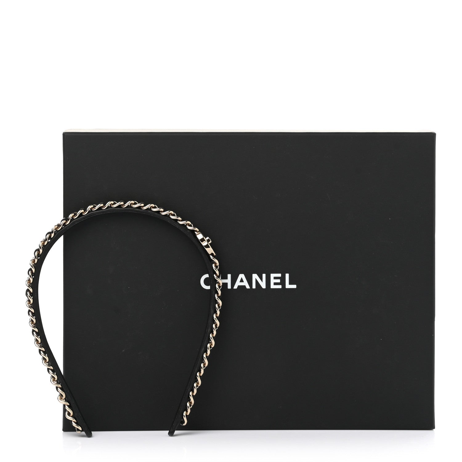 Chanel Metal Lambskin CC Turnlock Chain Headband Gold Black 6 of 6