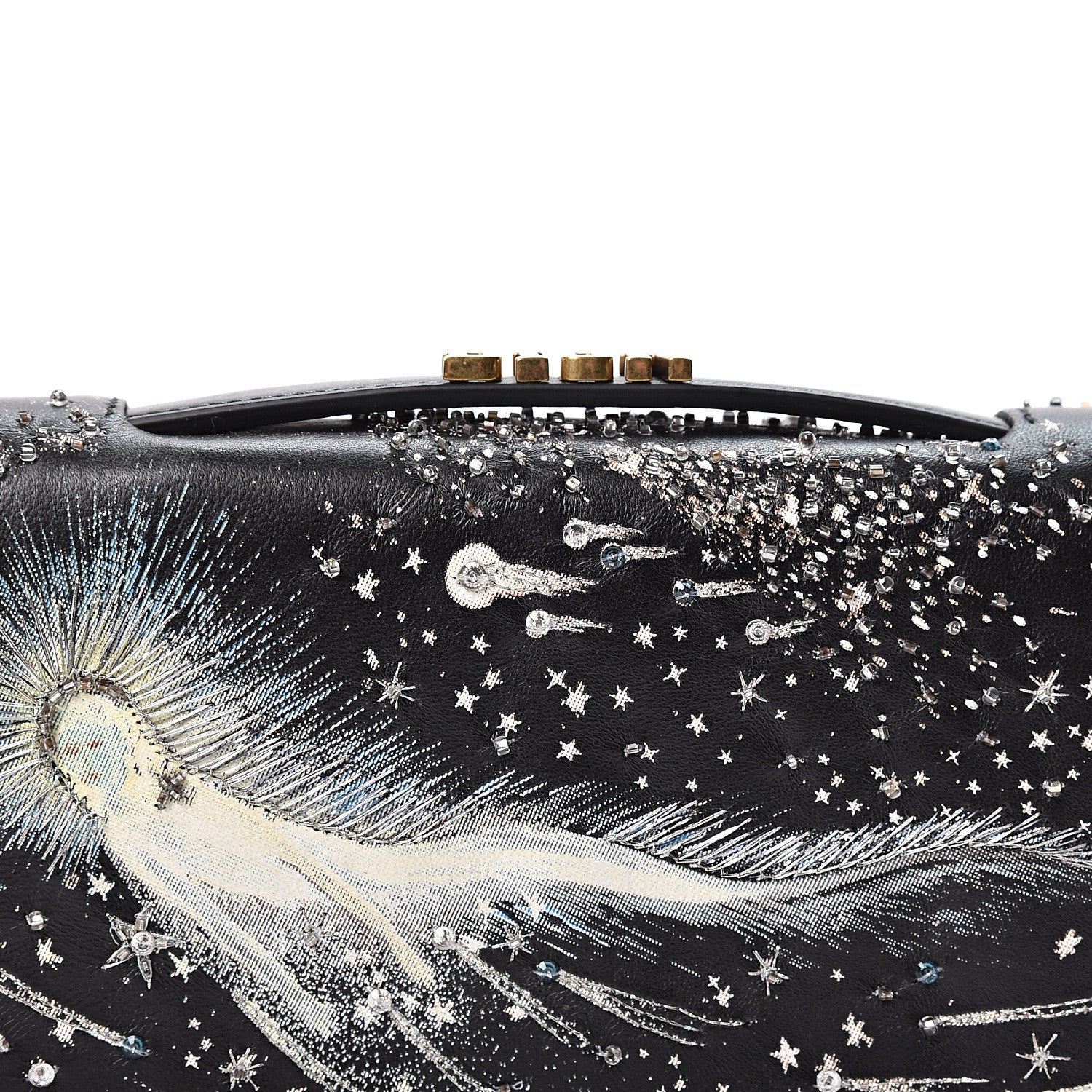Christian Dior Lambskin Embroidered C'est I Feel Blue Clutch Black 7 of 10