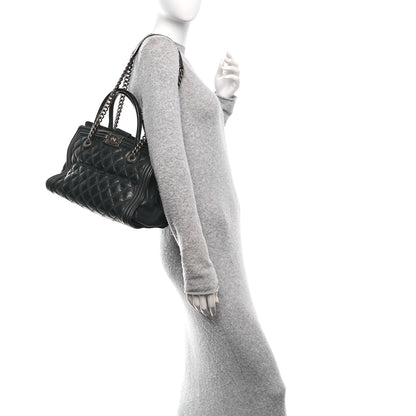 Chanel Calfskin Quilted Double Stitch Large Boy Tote Black 2 of 10