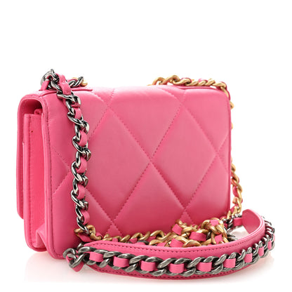 Chanel Lambskin Quilted Chanel 19 Wallet On Chain WOC Dark Pink 3 of 13