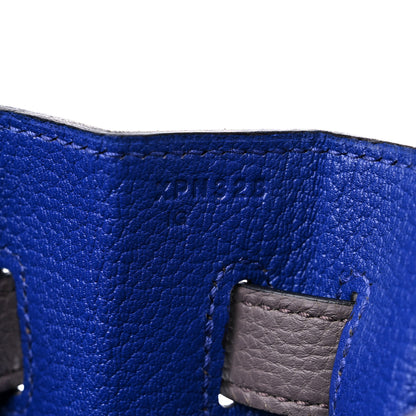 Hermes Togo Horseshoe Kelly Retourne 35 Etain Bleu Electrique 6 of 10