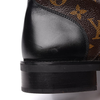 Louis Vuitton Calfskin Monogram Wonderland Flat Ranger Boots 39 Black 7 of 8