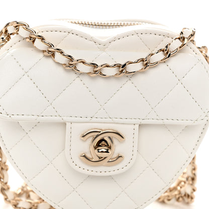 Chanel Lambskin Quilted CC In Love Heart Clutch With Chain White 7 of 10