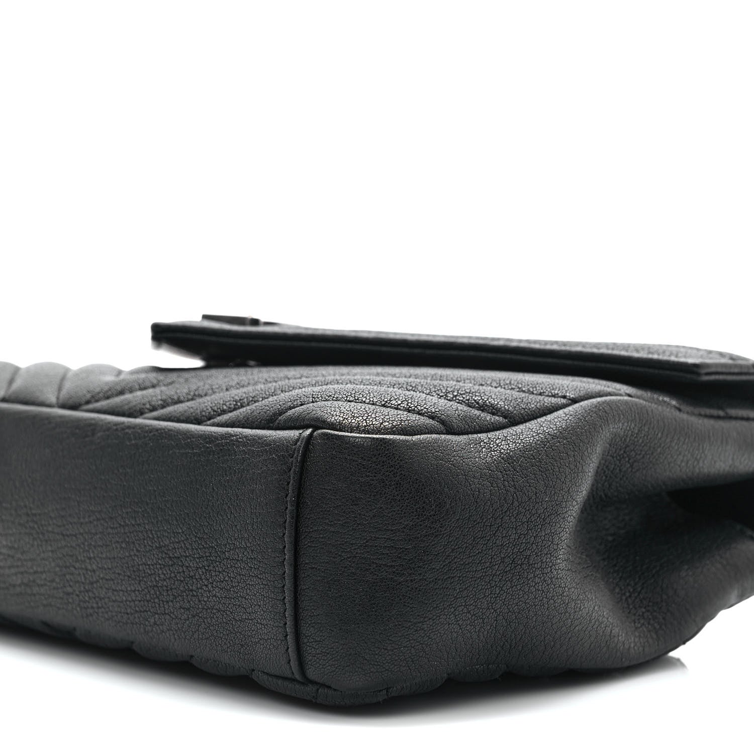 Saint Laurent Sheepskin Matelasse Chevron Monogram Medium College Bag Black 9 of 9