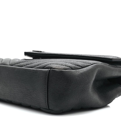 Saint Laurent Sheepskin Matelasse Chevron Monogram Medium College Bag Black 9 of 9