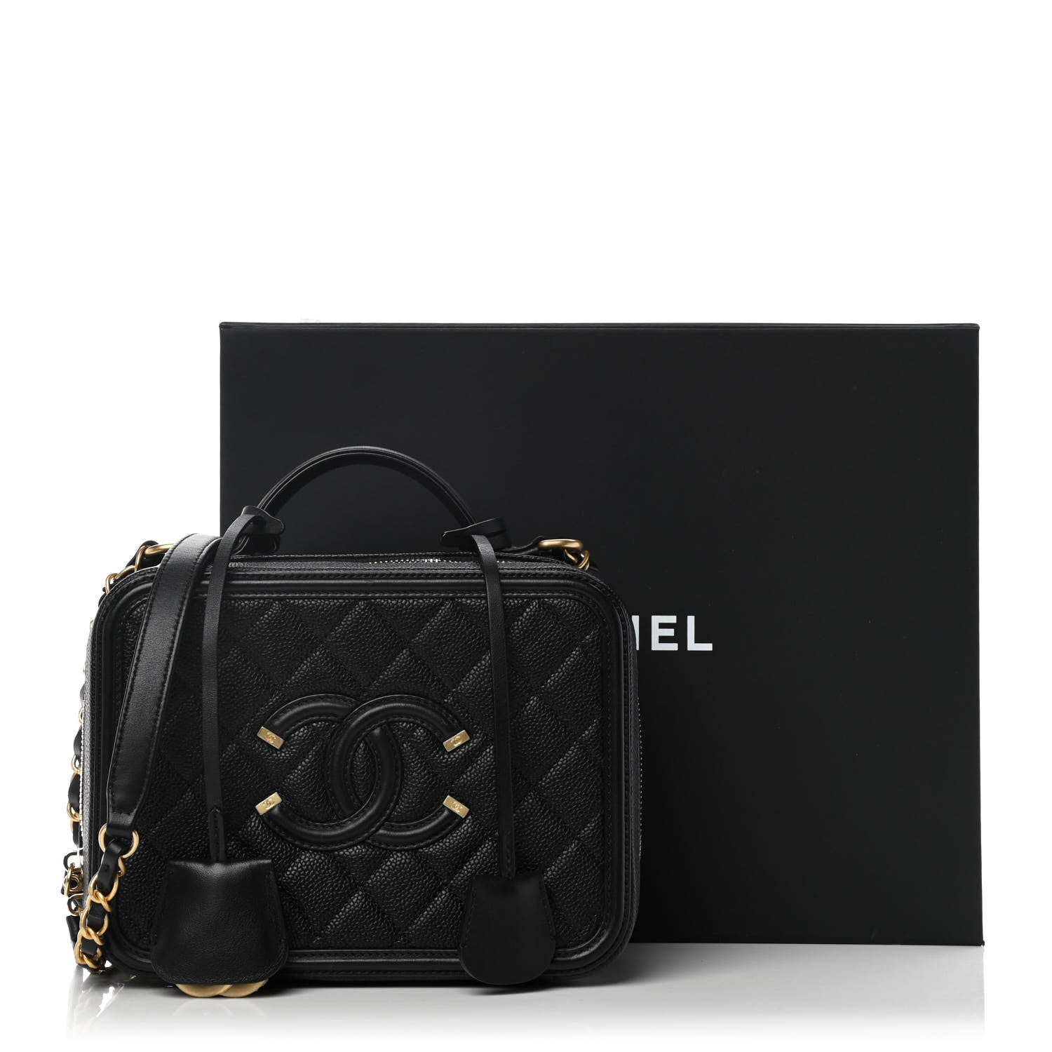 Chanel Caviar Quilted Medium CC Filigree Vanity Case Black 11 of 11