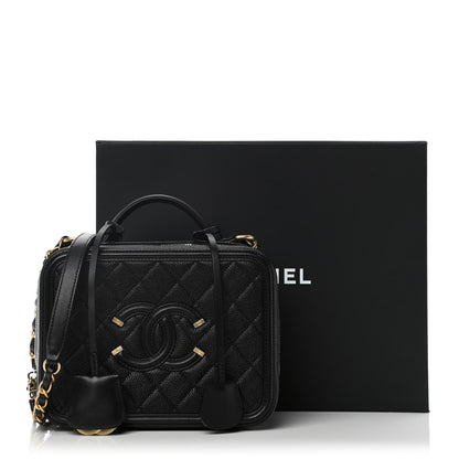 Chanel Caviar Quilted Medium CC Filigree Vanity Case Black 11 of 11