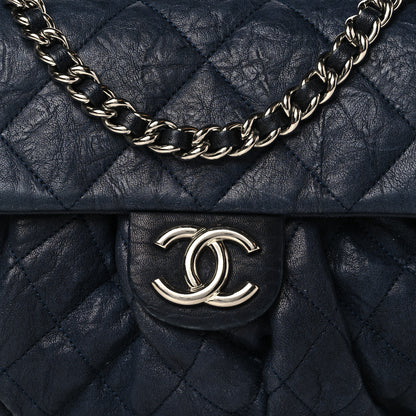Chanel Washed Lambskin Quilted Medium Chain Around Messenger Navy Blue 7 of 9