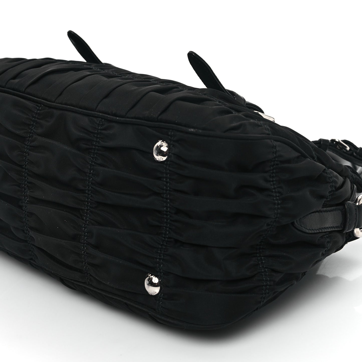 Tessuto Nylon Gaufre Shopping Satchel Black