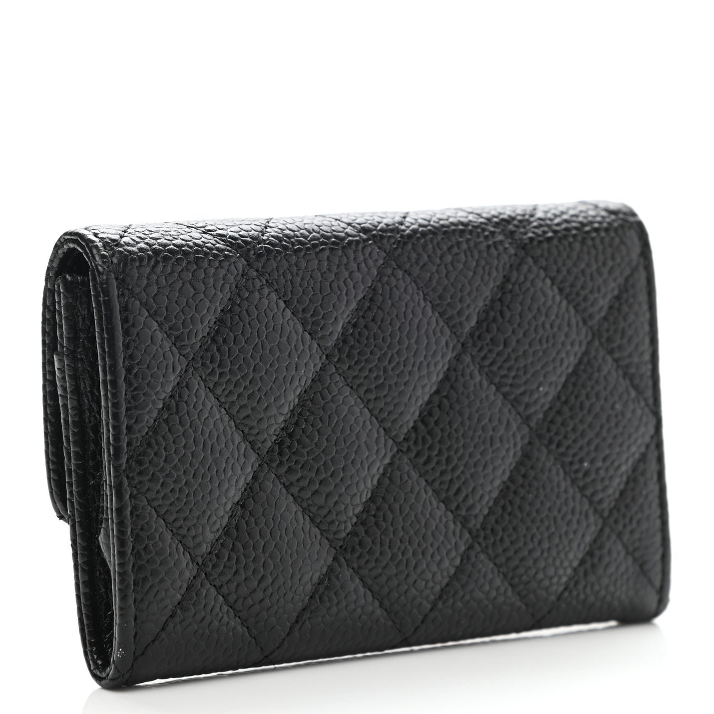 Caviar Quilted Flap Card Holder Black