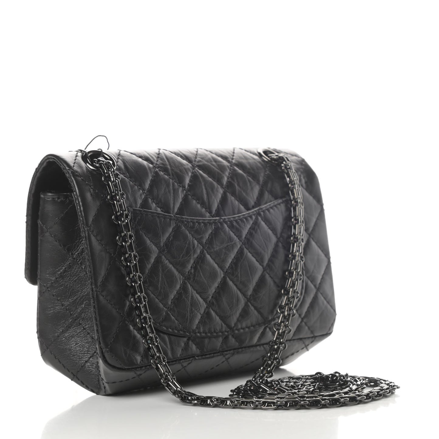 Aged Calfskin Quilted 2.55 Reissue Mini Flap So Black