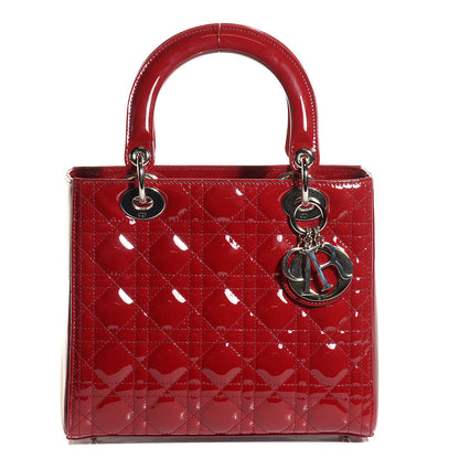 Christian Dior Patent Cannage Medium Lady Dior Red 1 of 9
