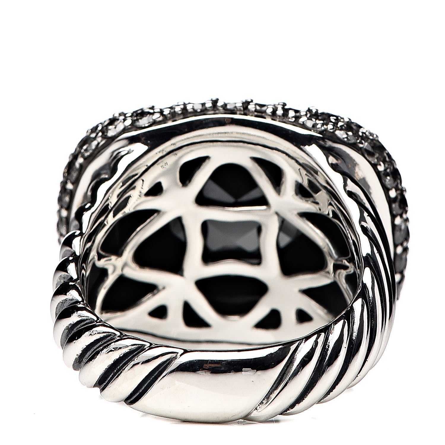 David Yurman Sterling Silver Hematite Diamond Waverly Ring 57 8 4 of 5