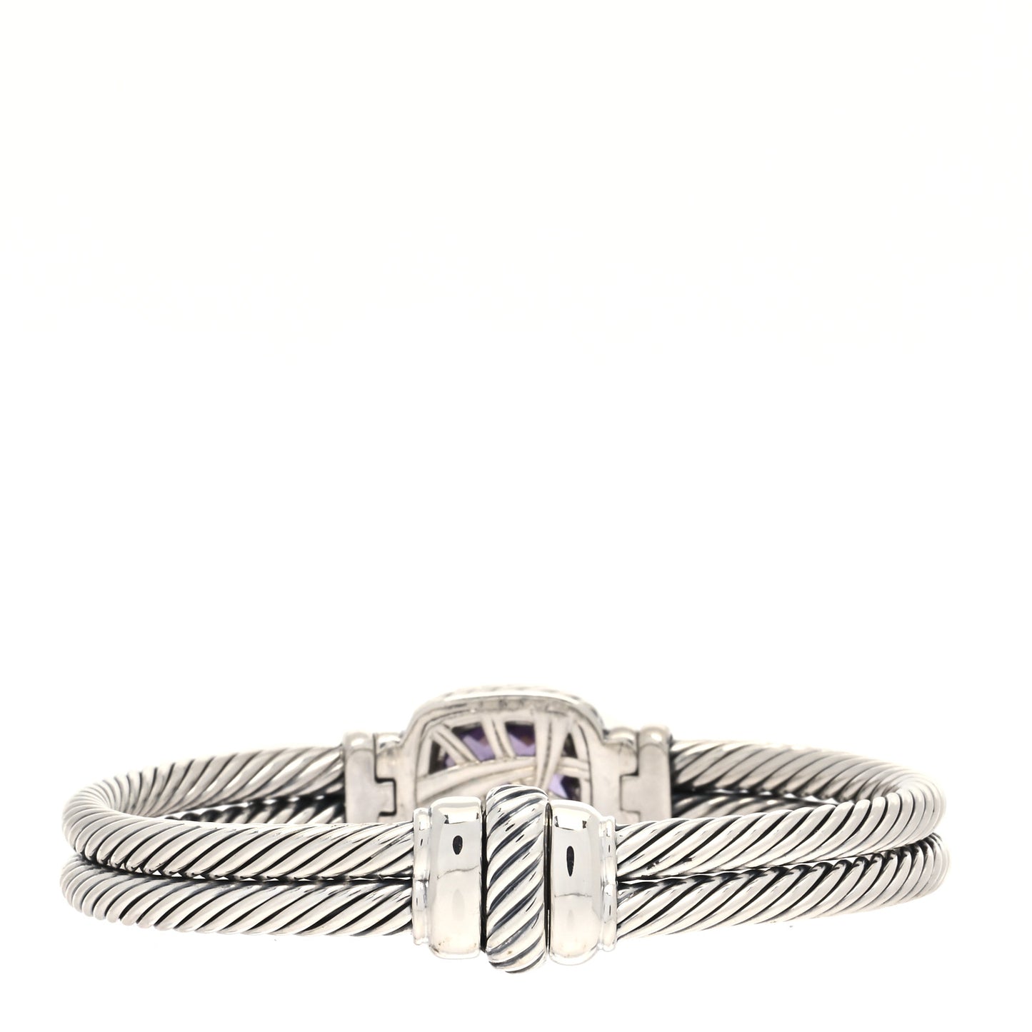 Sterling Silver Diamond Amethyst 10mm Albion Cable Bracelet