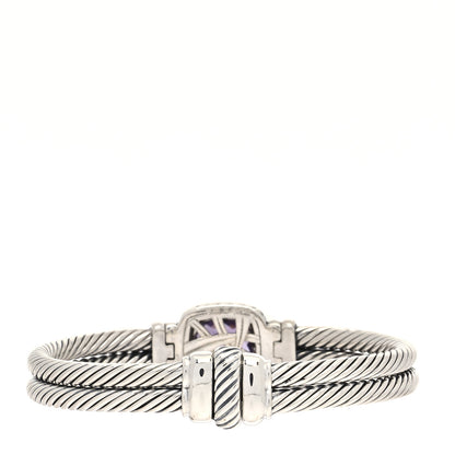David Yurman Sterling Silver Diamond Amethyst 10mm Albion Cable Bracelet 2 of 5