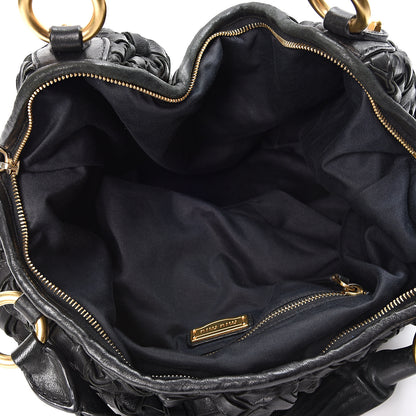 Miu Miu Nappa Woven Top Handle Satchel Black 4 of 8
