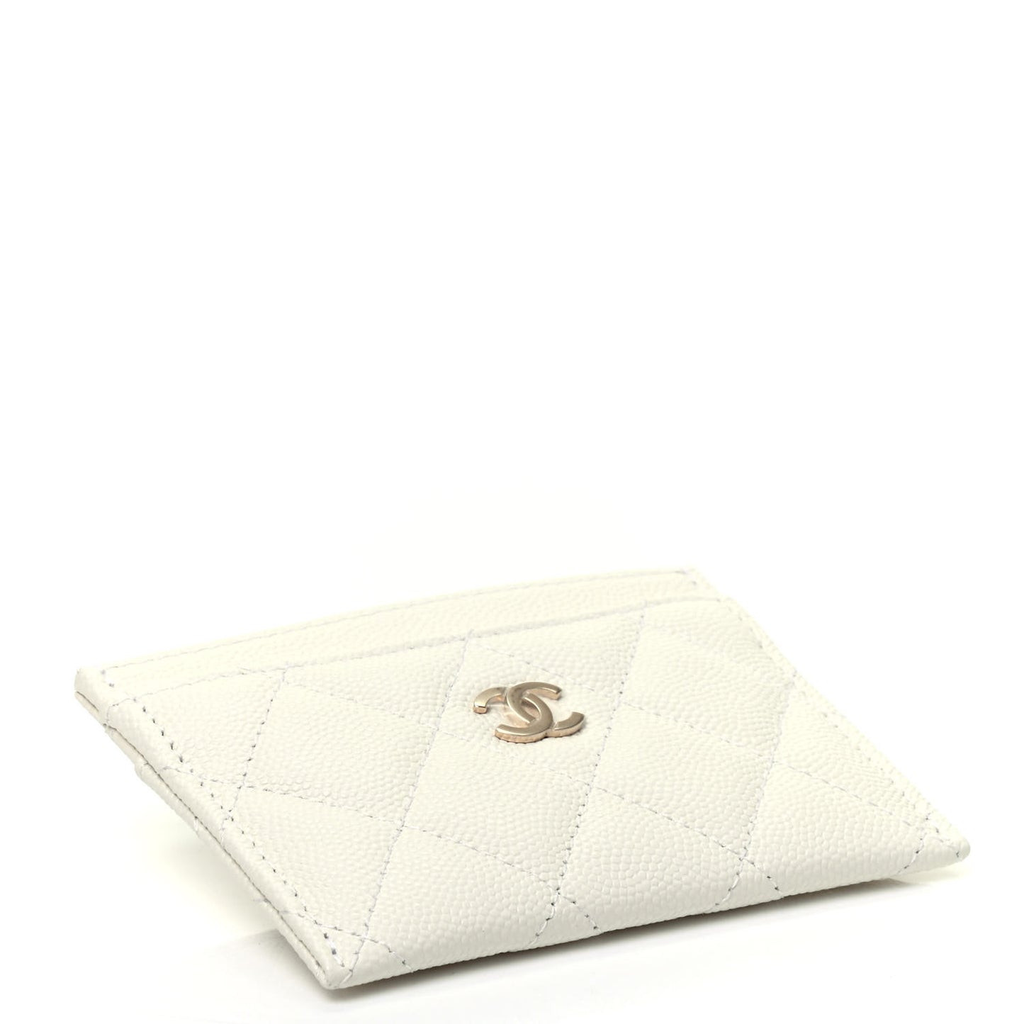 Caviar Quilted Card Holder White
