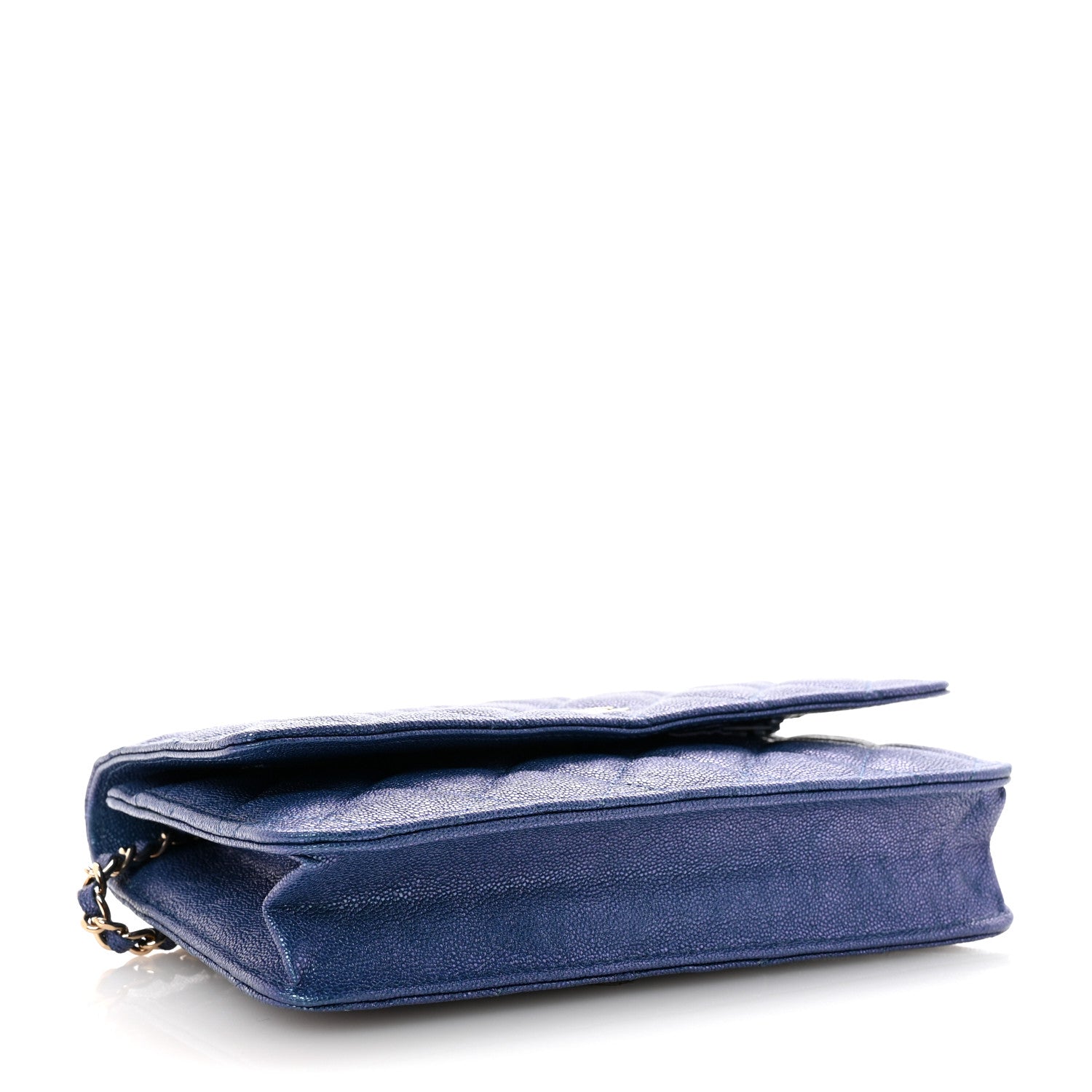 Chanel Iridescent Caviar Quilted Wallet on Chain WOC Dark Blue 4 of 11