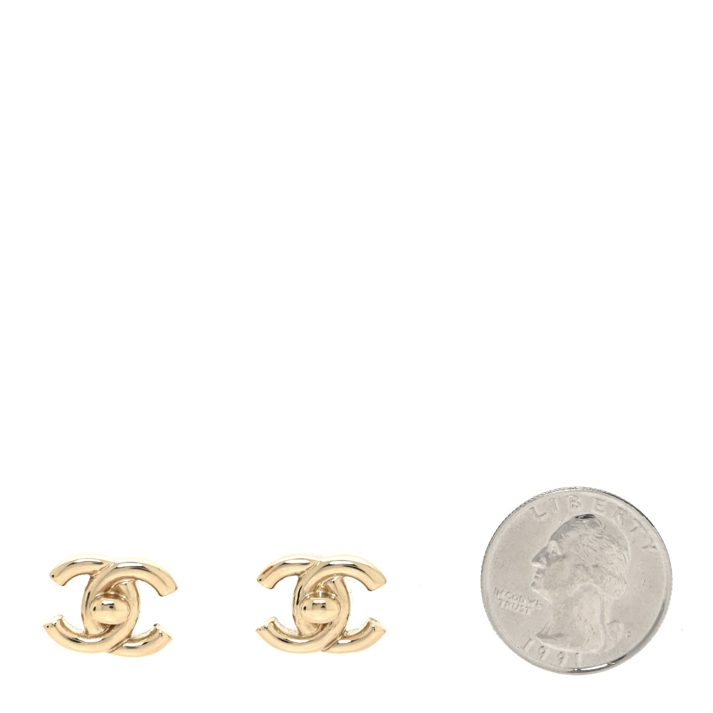 Metal CC Turnlock Earrings Gold