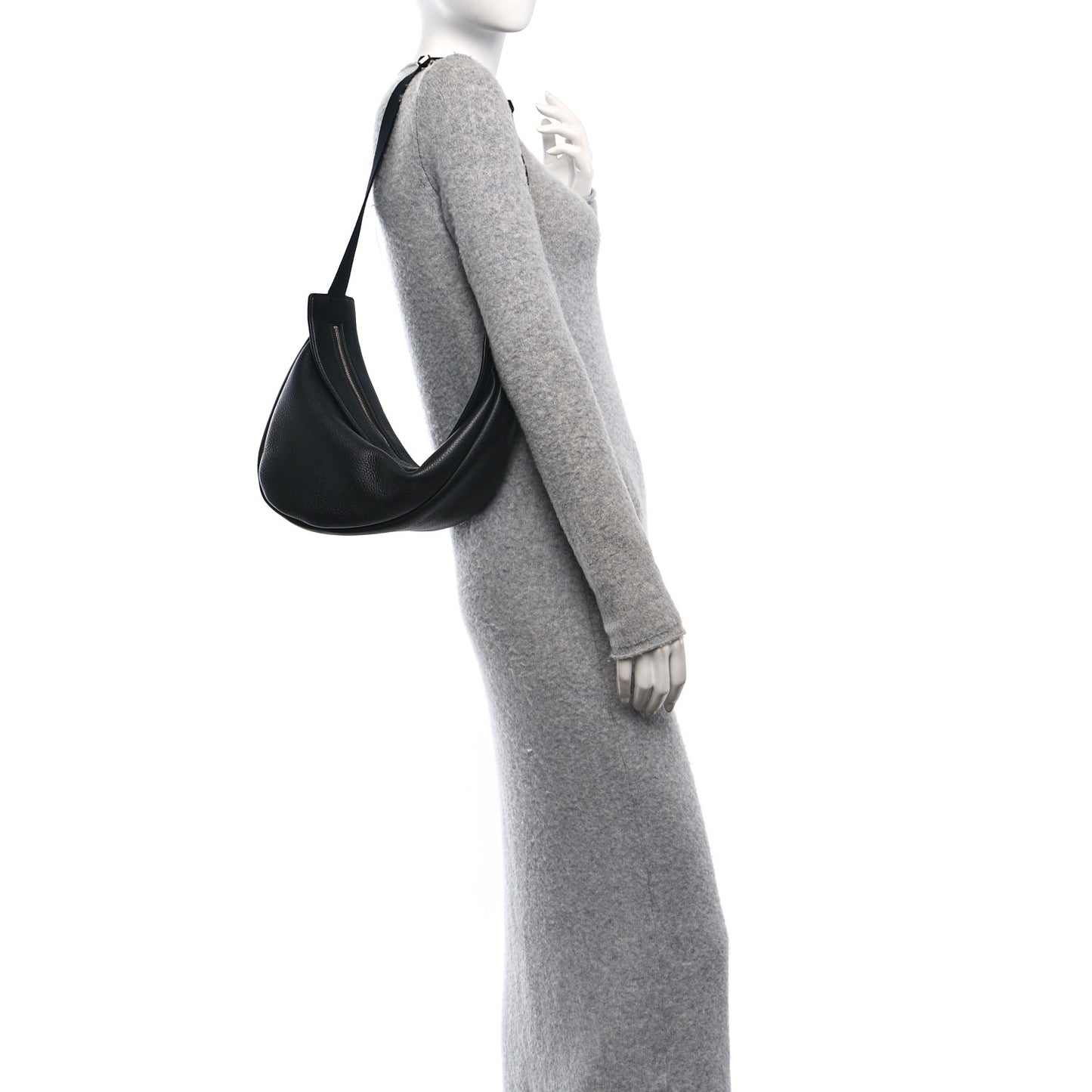 Grained Calfskin Large Slouchy Banana Bag Black