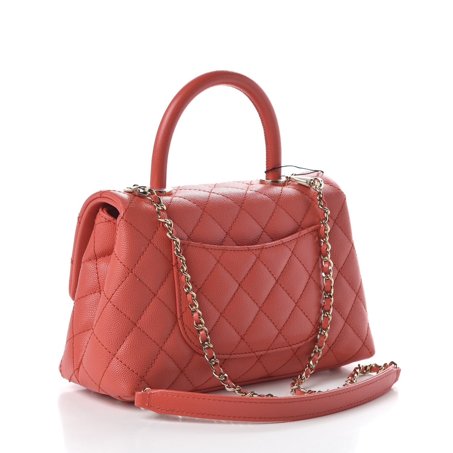 Chanel Caviar Quilted Mini Coco Handle Flap Red 3 of 10