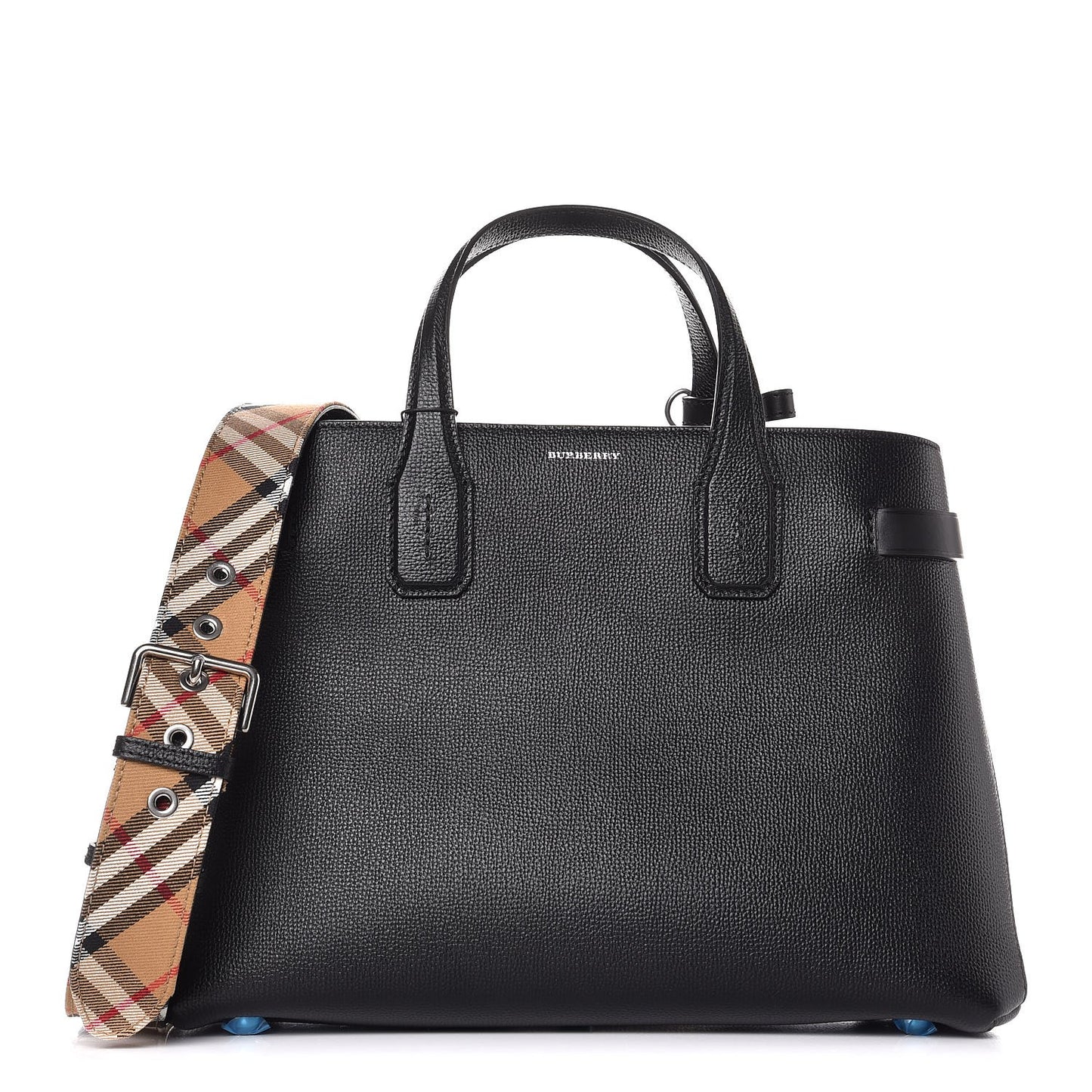Derby Calfskin House Check Medium Banner Tote Black