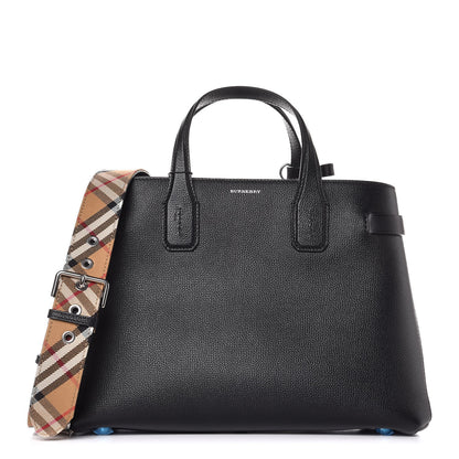 Burberry Derby Calfskin House Check Medium Banner Tote Black 1 of 8