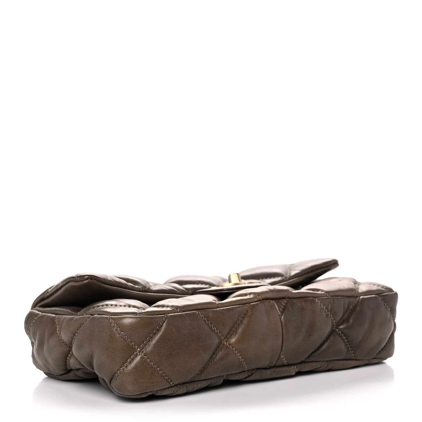 Calfskin Small Bubble Quilt Flap Brown