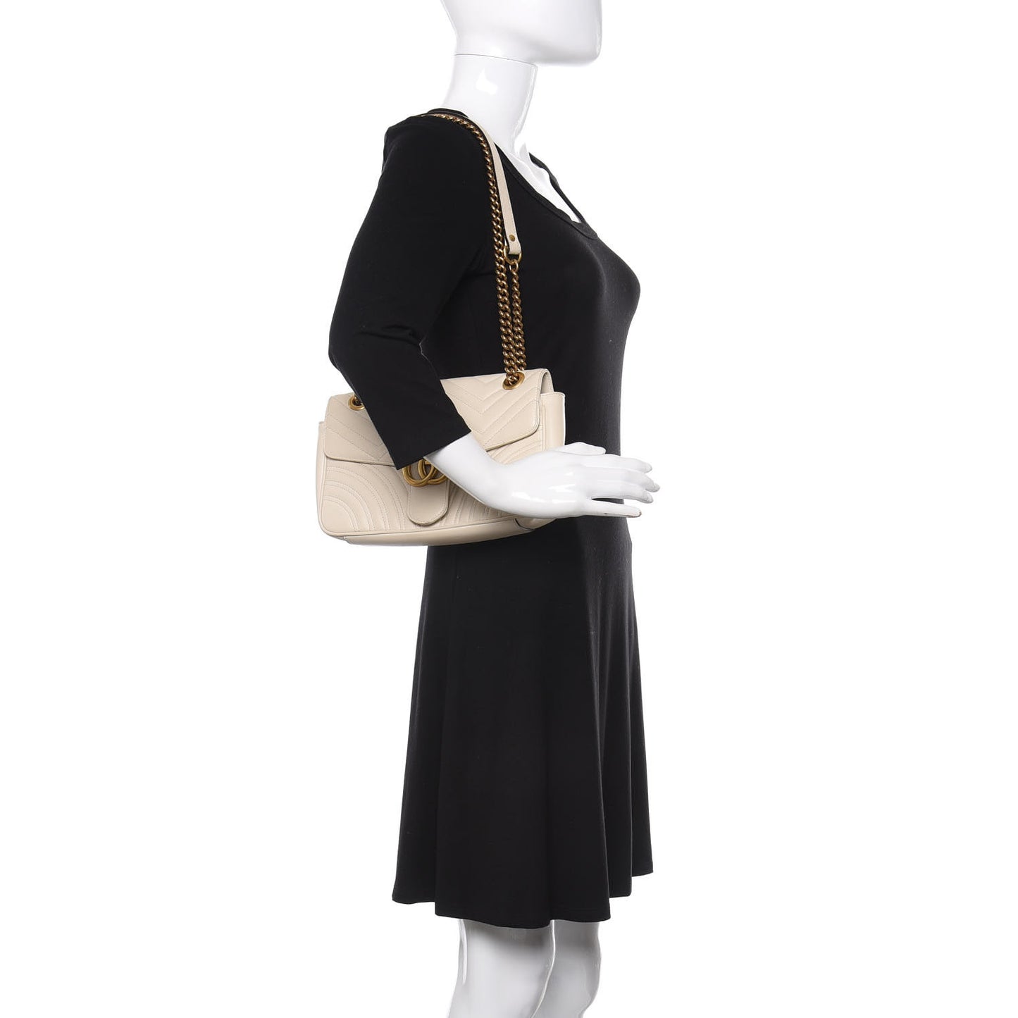 Calfskin Matelasse Small GG Marmont Shoulder Bag White