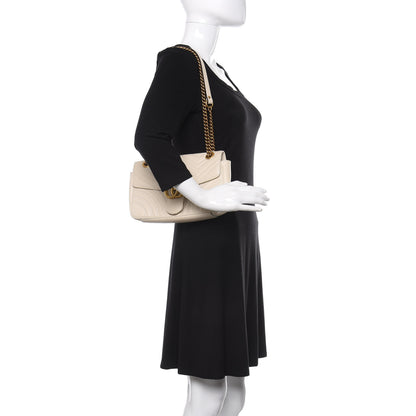 Gucci Calfskin Matelasse Small GG Marmont Shoulder Bag White 3 of 11