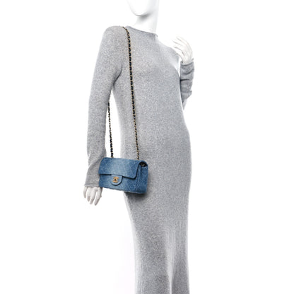 Chanel Washed Denim Quilted Mini Rectangular Flap Blue 2 of 12